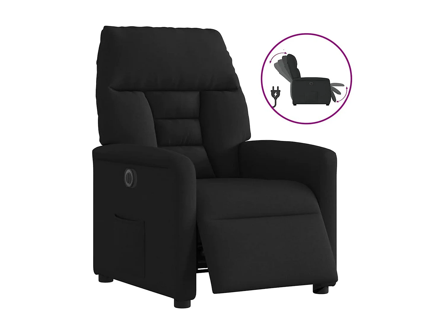 Fauteuil inclinable électrique-Chaise de relax-Fauteuil TV Noir Tissu SHL4682