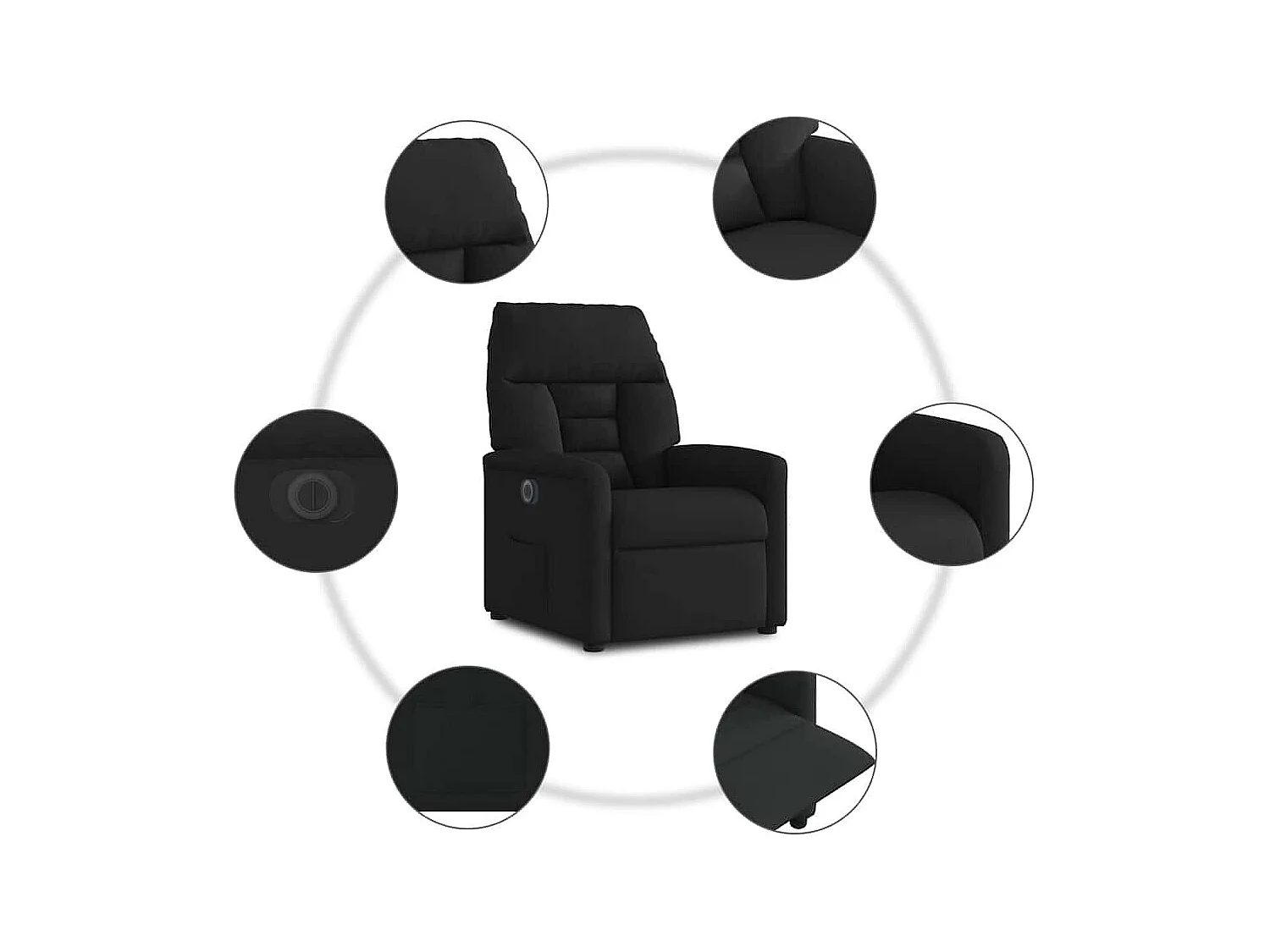 Fauteuil inclinable électrique-Chaise de relax-Fauteuil TV Noir Tissu SHL4682