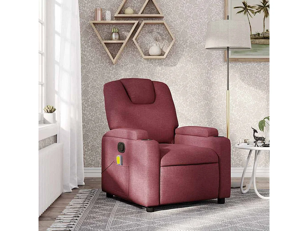 Fauteuil inclinable-Chaise de relax-Fauteuil de Massage Rouge bordeaux Tissu SHL5228