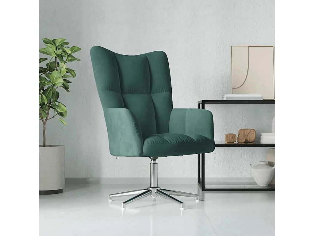 Chaise de relaxation-Fauteuil de Salon Vert foncé Velours SHL3338