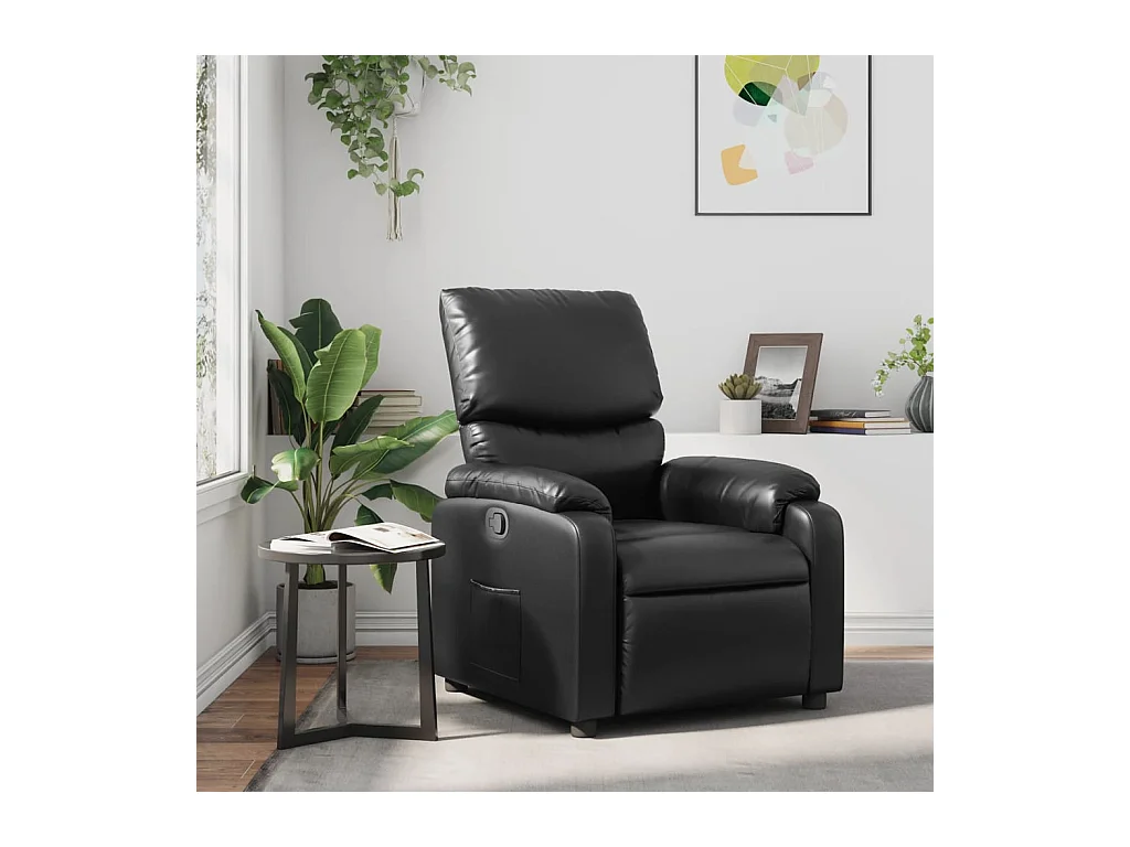 Fauteuil inclinable-Fauteuil salon Noir Similicuir SHL2379