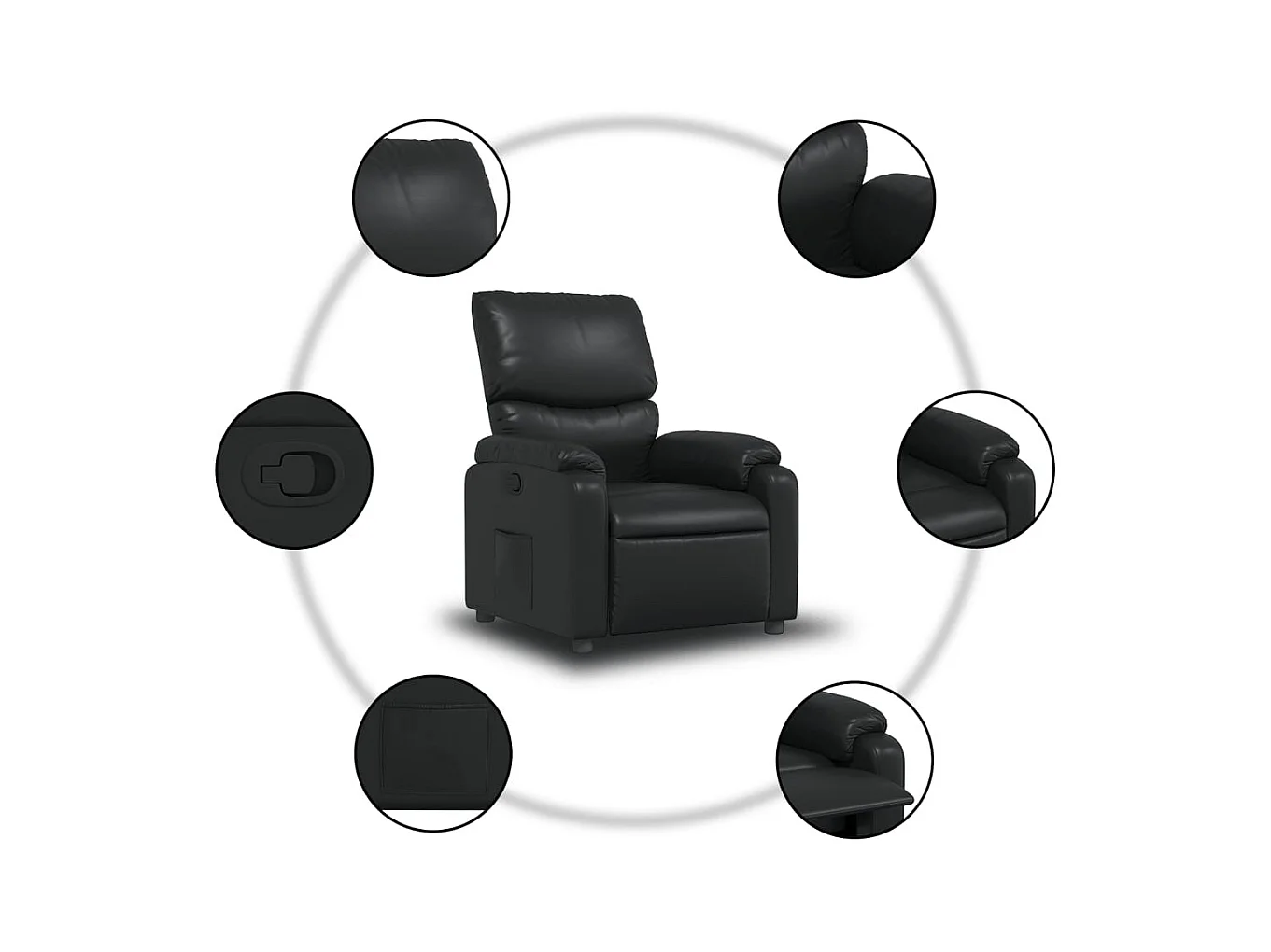 Sillón de relax | Sillón reclinable de cuero sintético negro SHL6250