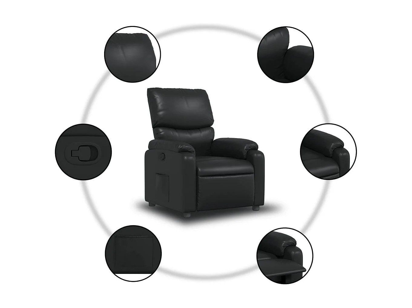 Relaxsessel | Lounge Sessel für Wohnzimmer Schwarz Kunstleder SHL72401