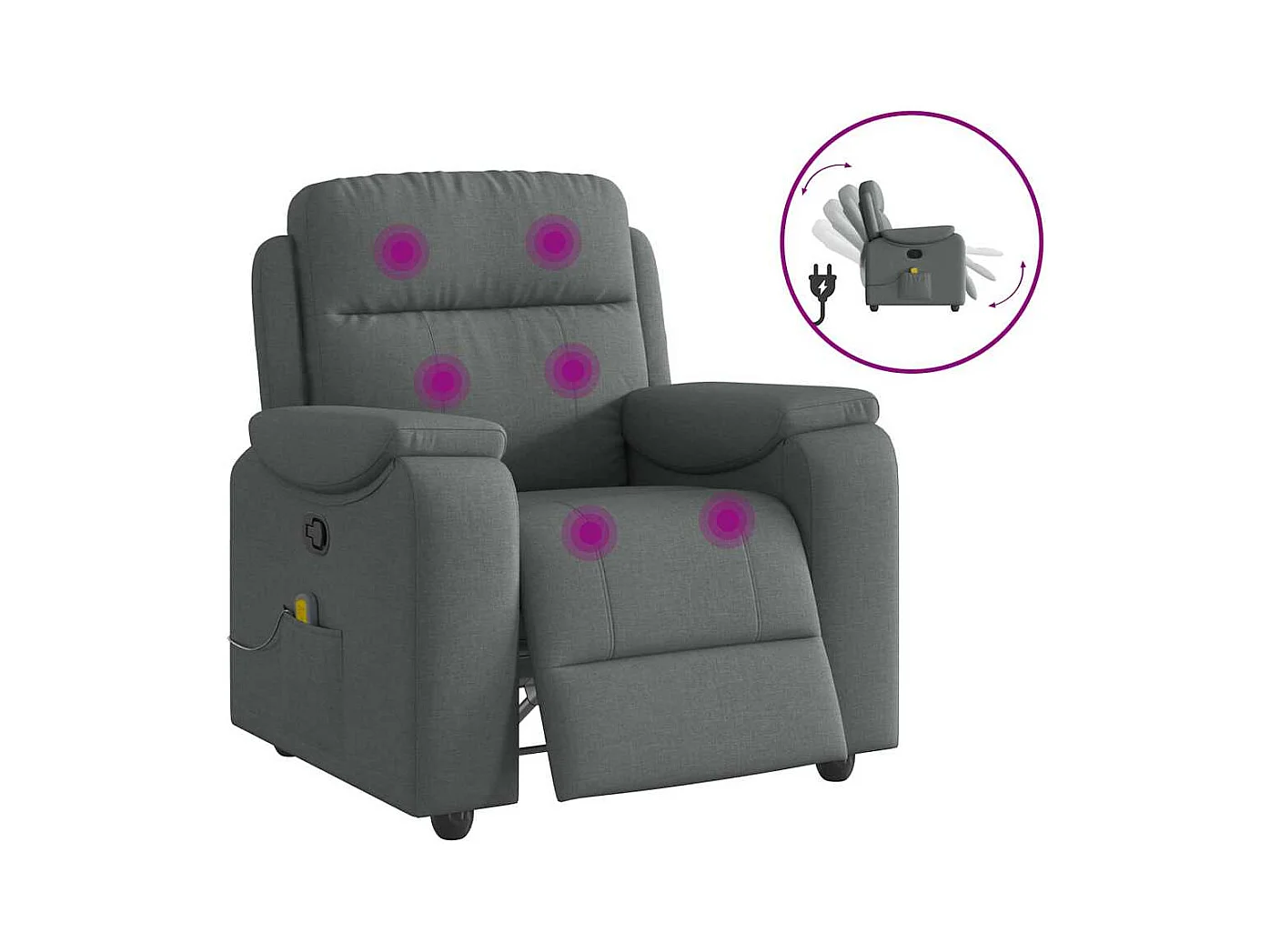 Fauteuil inclinable-Chaise de relax-Fauteuil de Massage Gris foncé Tissu SHL5020