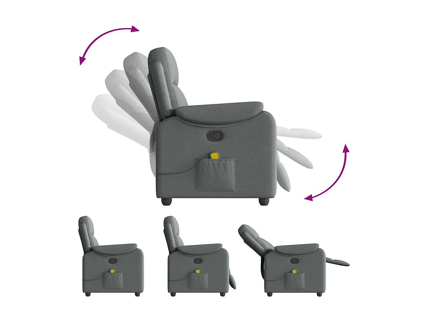 Fauteuil inclinable-Chaise de relax-Fauteuil de Massage Gris foncé Tissu SHL5020