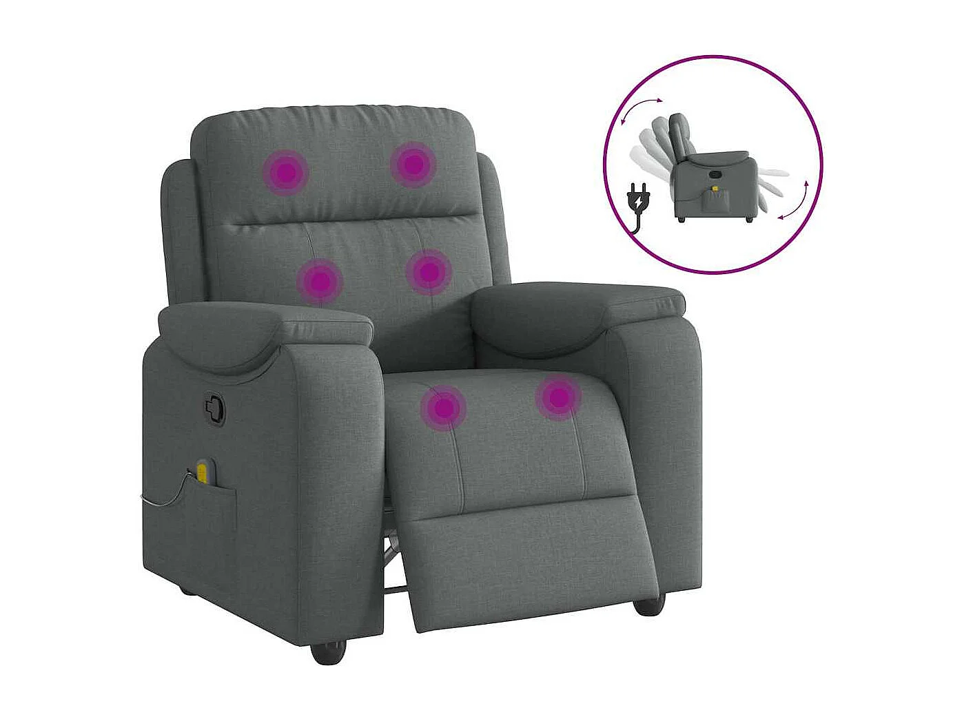 Massage-Relaxsessel, Stoff, Dunkelgrau SHL7002