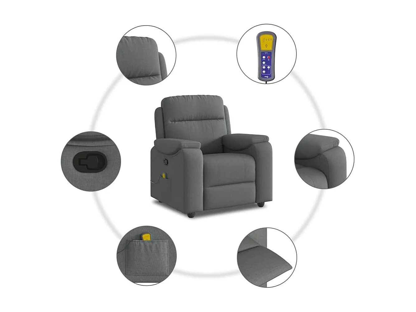 Massage-Relaxsessel, Stoff, Dunkelgrau SHL7002