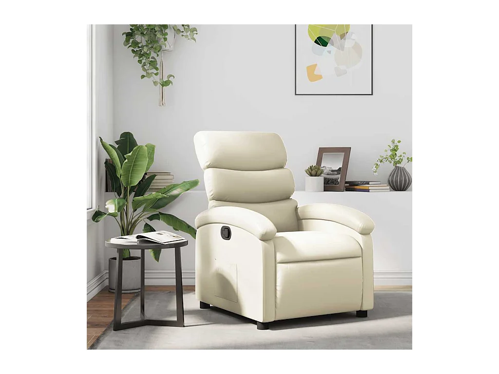 Sillón de relax | Sillón reclinable de cuero sintético crema SHL7955