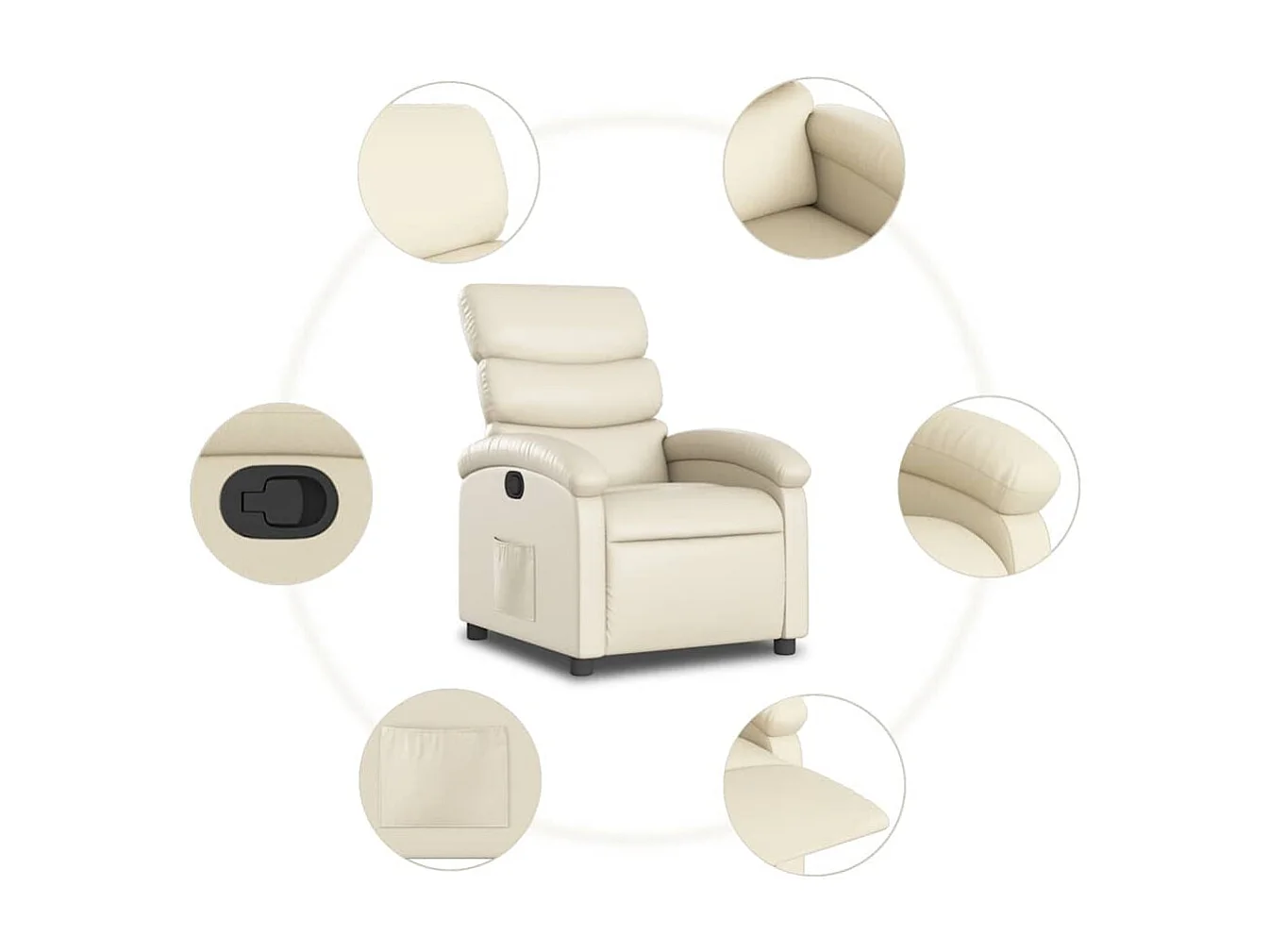 Relaxsessel | Lounge Sessel für Wohnzimmer Creme Kunstleder SHL84801