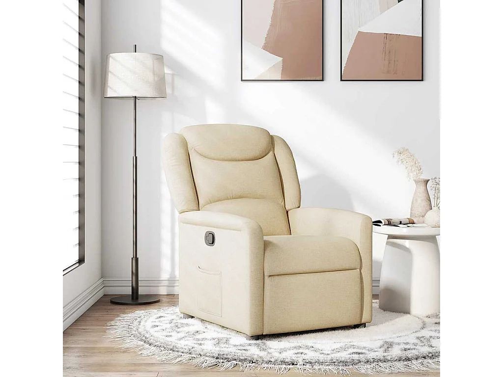 Fauteuil inclinable-Chaise de relax-Fauteuil salon Crème Tissu SHL1747