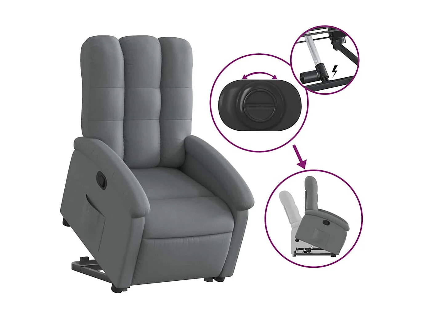 Fauteuil inclinable-Chaise de relax-Fauteuil salon Gris foncé Tissu SHL1716