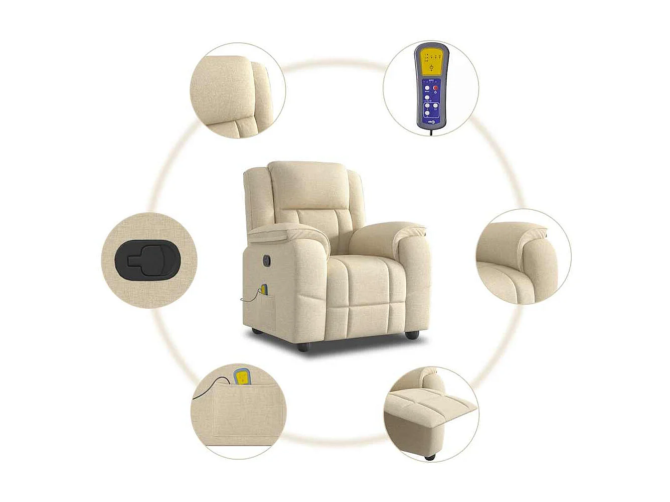 Relaxsessel | Massagesessel Creme Stoff SHL55464