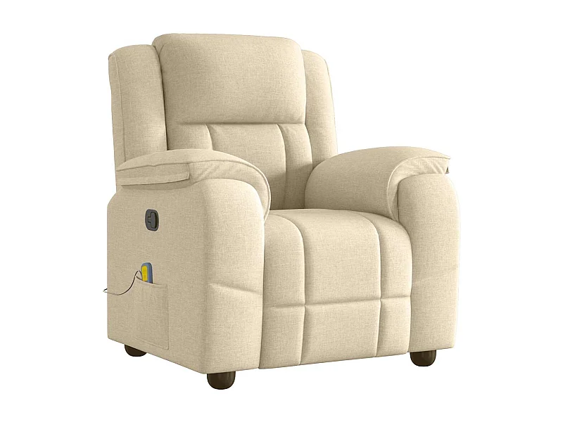 Fauteuil inclinable-Chaise de relax-Fauteuil de Massage Crème Tissu SHL5379