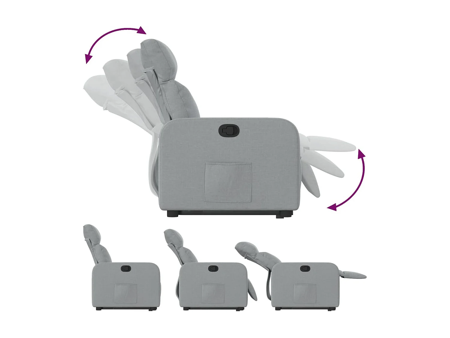 Fauteuil inclinable-Chaise de relax-Fauteuil TV Gris clair Tissu SHL1374