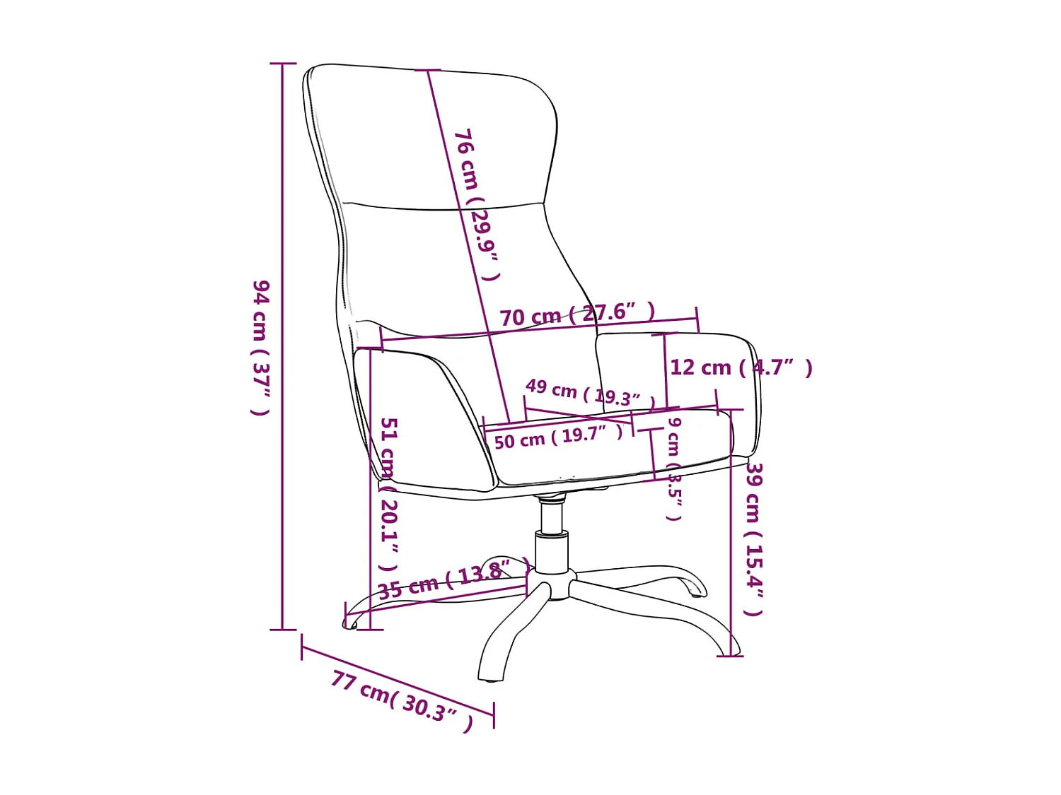 Chaise de relaxation-Fauteuil de Salon Noir Similicuir SHL1015
