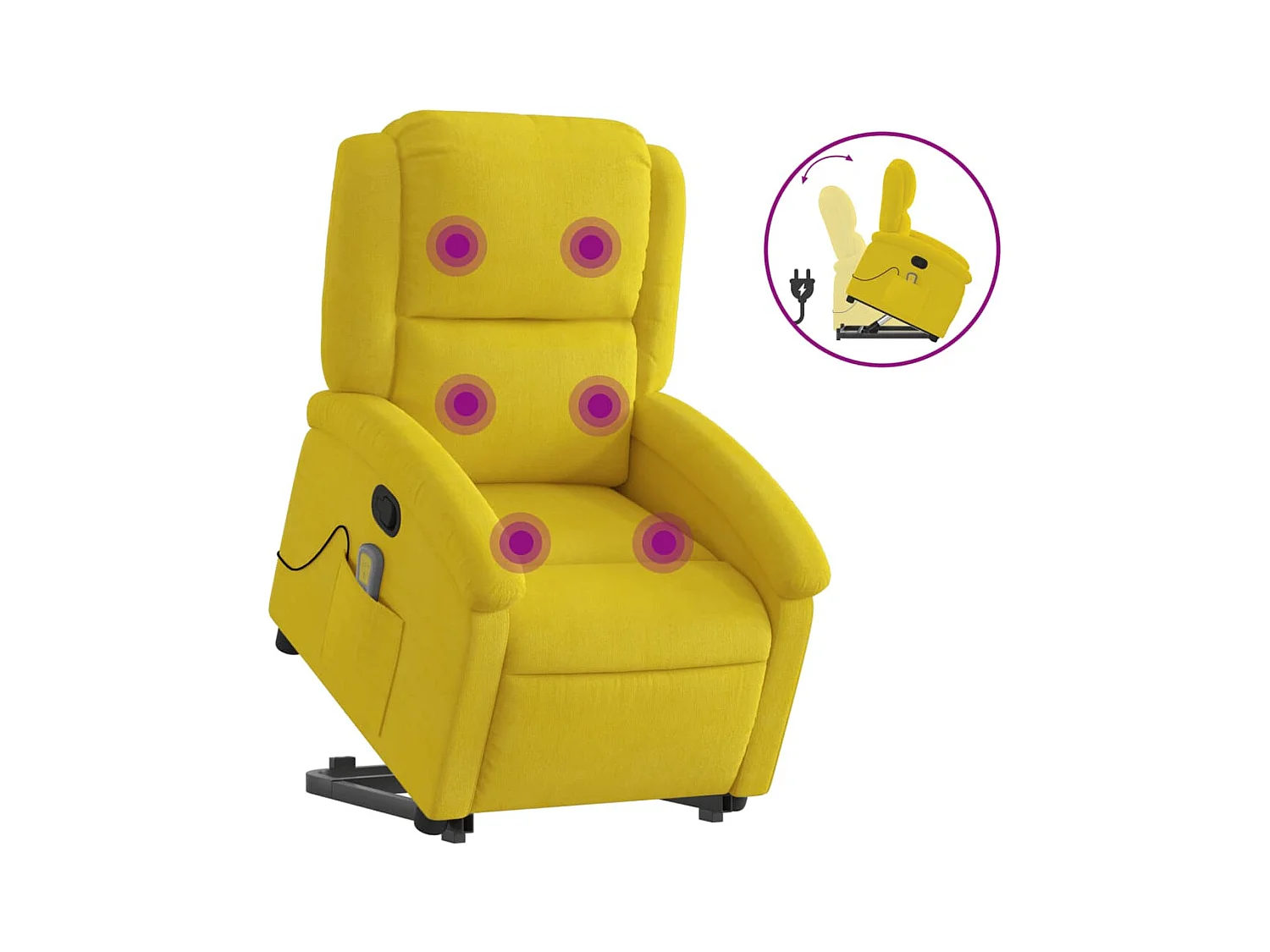 Sillón de relax | Sillón reclinable de masaje elevable terciopelo amarillo SHL7365