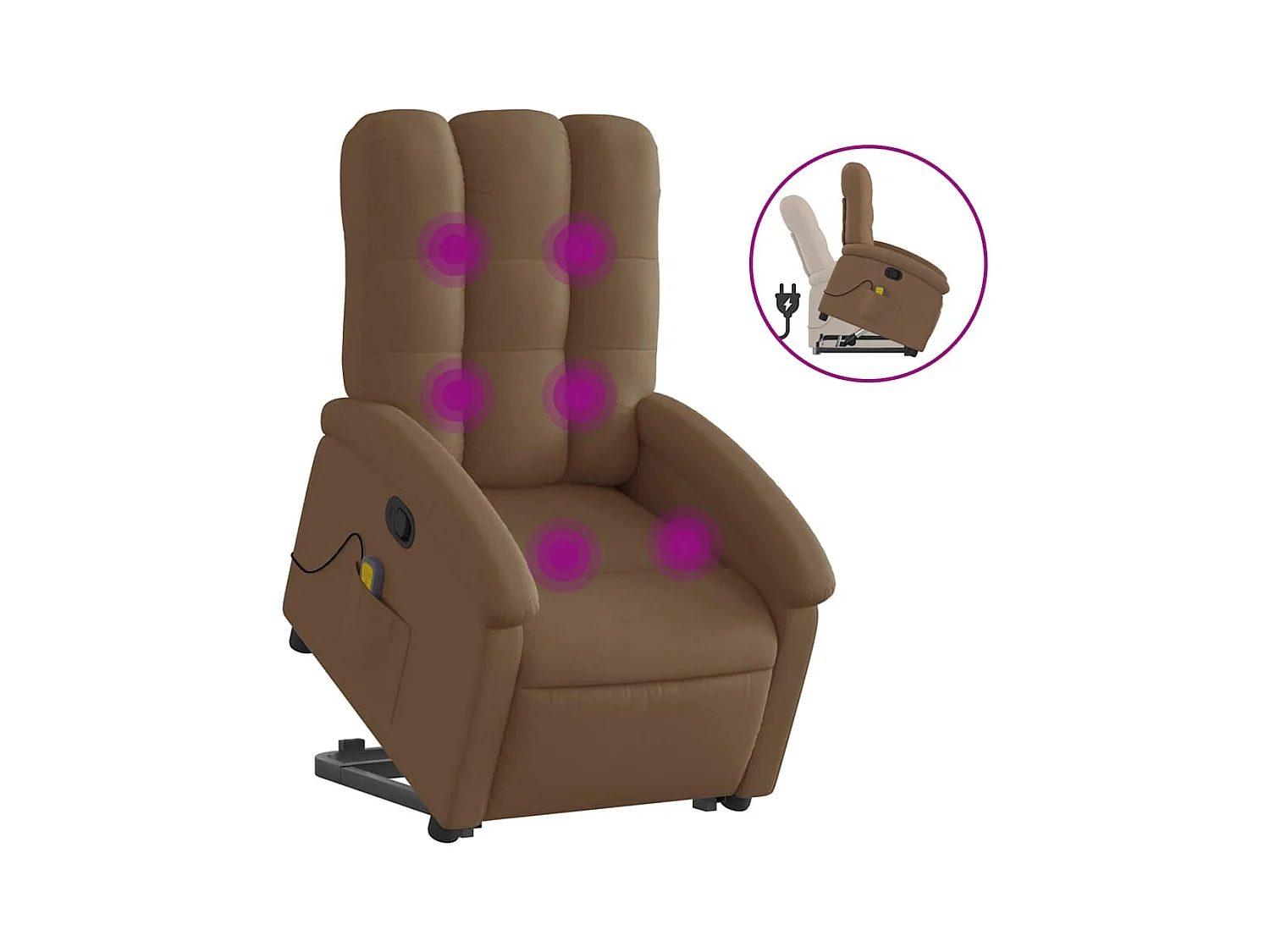 Fauteuil inclinable-Chaise de relax-Fauteuil de Massage Marron Tissu SHL3311