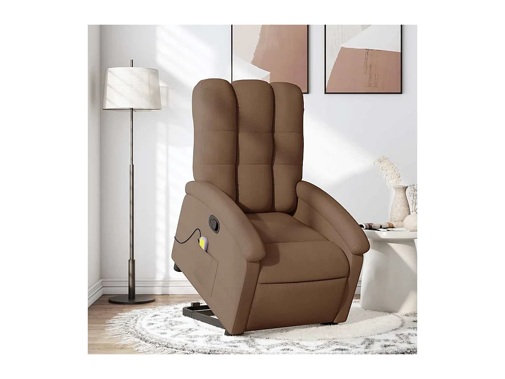 Fauteuil inclinable-Chaise de relax-Fauteuil de Massage Marron Tissu SHL3311