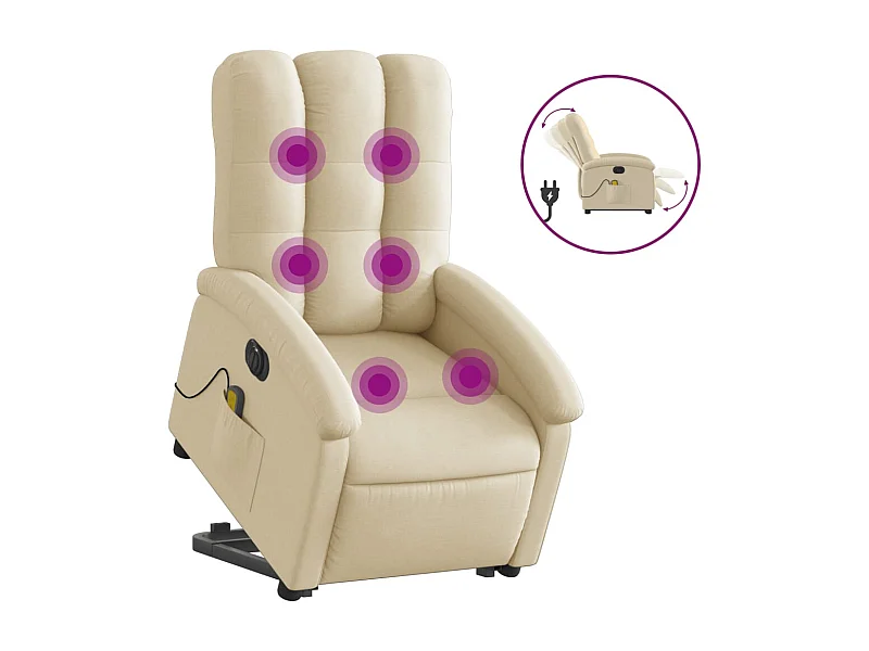 Fauteuil inclinable électrique-Chaise-Fauteuil de Massage Crème Tissu SHL4502