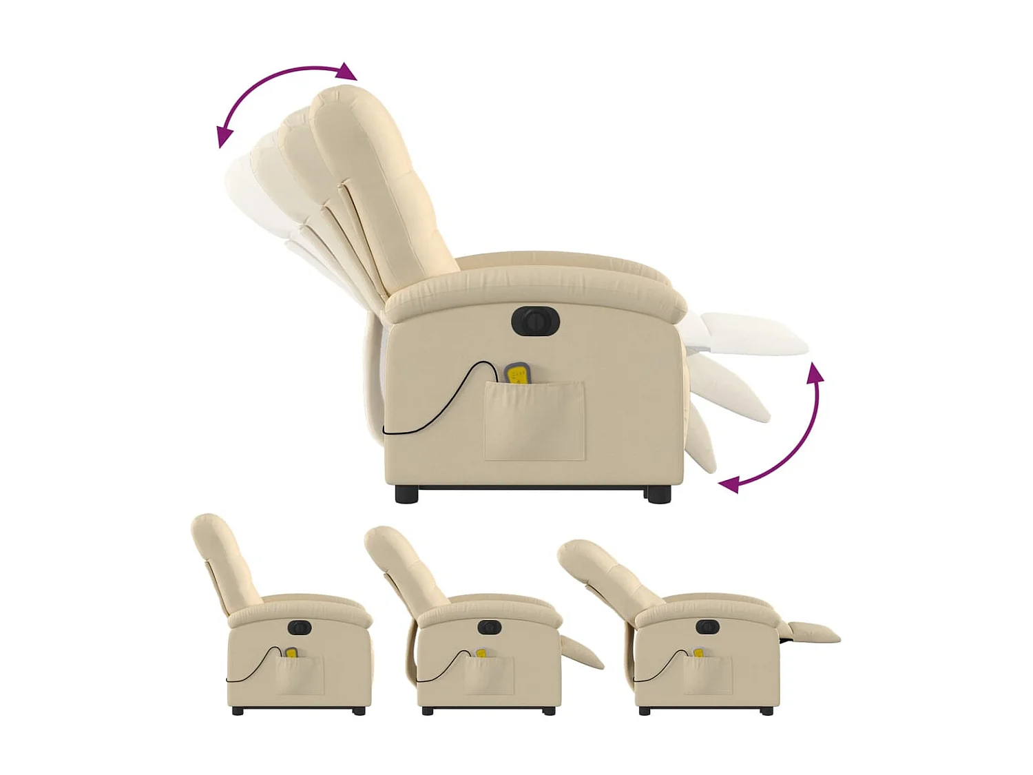 Poltrona elétrica elevatória massagens tecido creme SHL137897