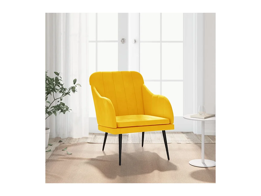 Sillón de salón | Silla de relax | Sillón de terciopelo amarillo 63x76x80 cm SHL6595