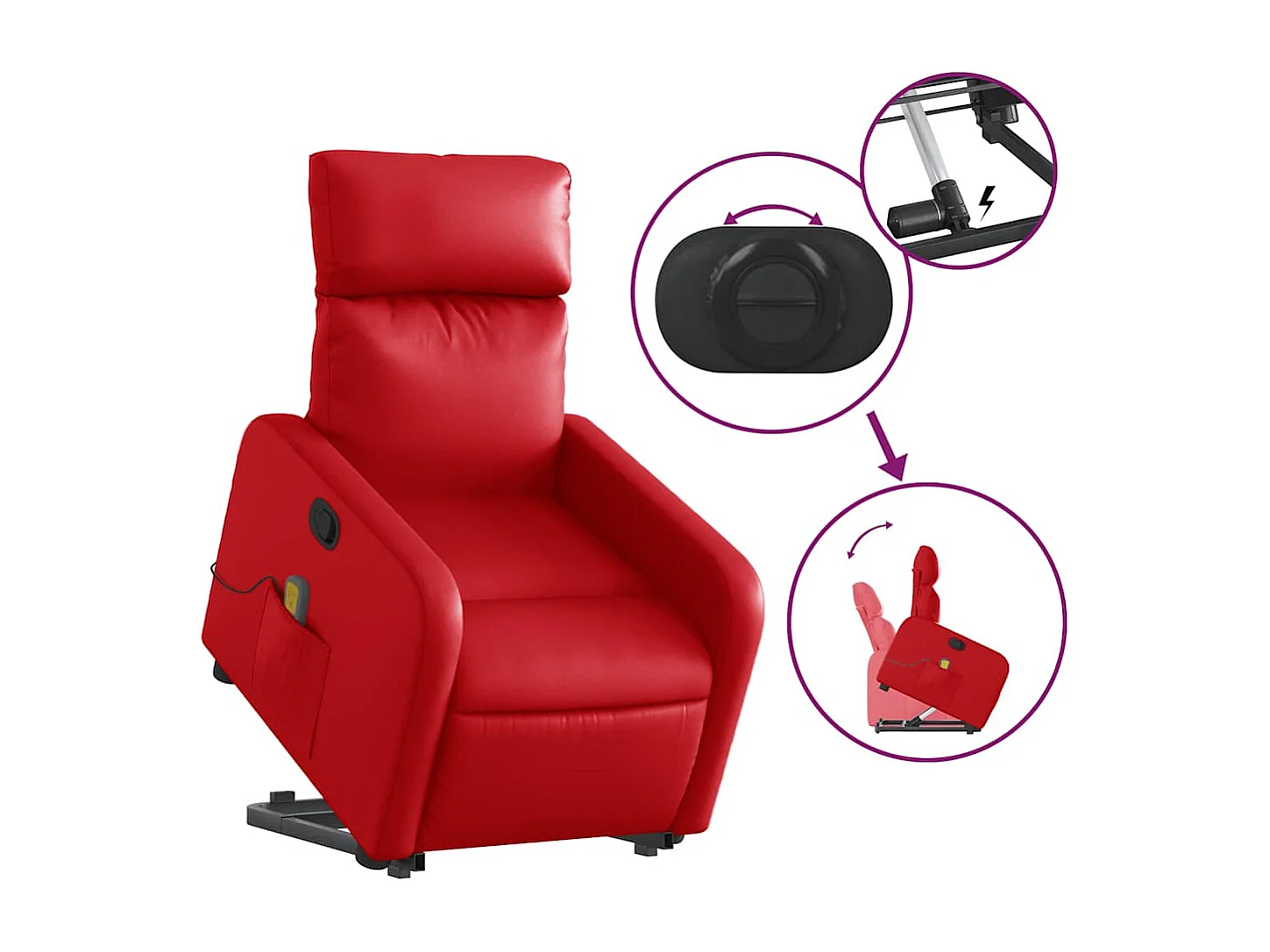 Sillón de relax | Sillón reclinable de masaje de pie cuero artificial rojo SHL9765