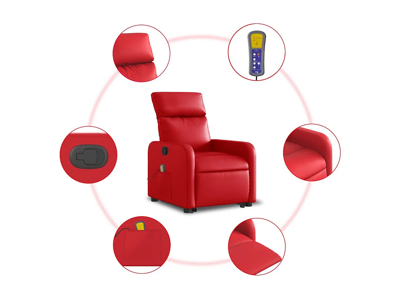 Sillón de relax | Sillón reclinable de masaje de pie cuero artificial rojo SHL9765