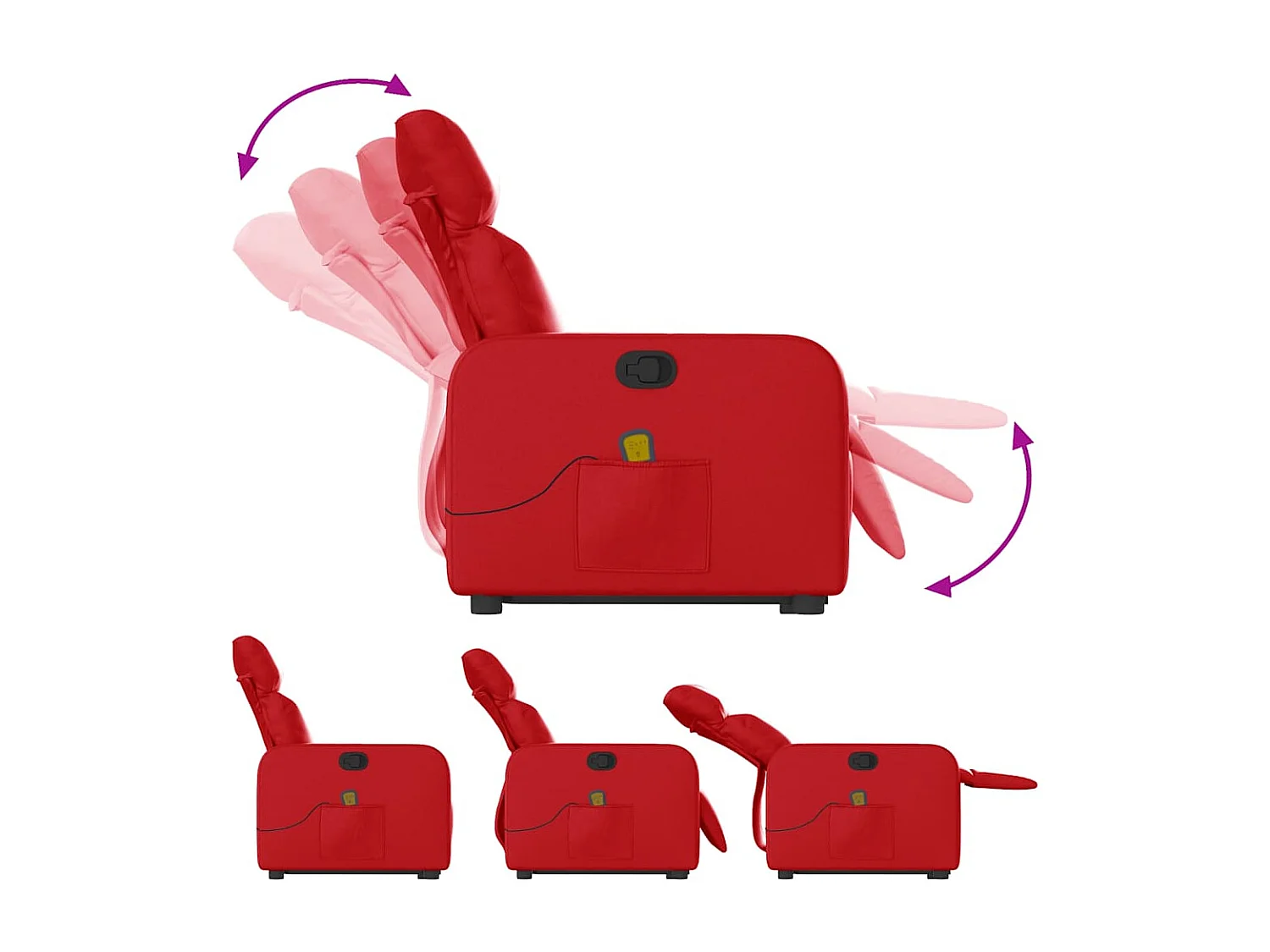 Fauteuil inclinable-Chaise de relax-Fauteuil de Massage Rouge Similicuir SHL3087