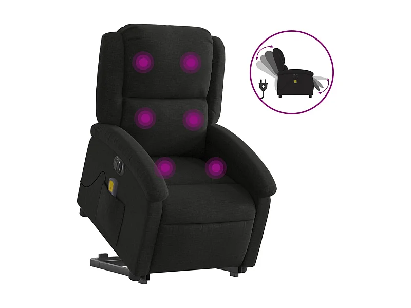 Sillón de salón | Silla | Sillón de masaje eléctrico reclinable elevable tela negro SHL2608