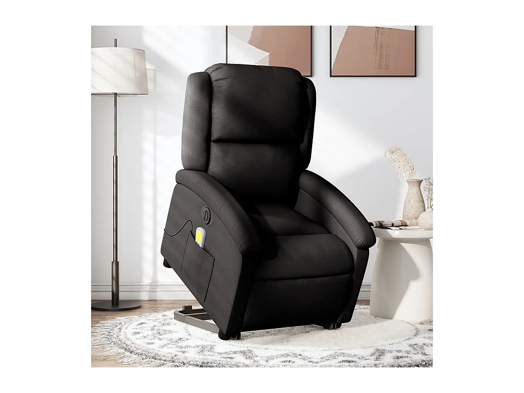 Poltrona elétrica elevatória massagens tecido preto SHL683553