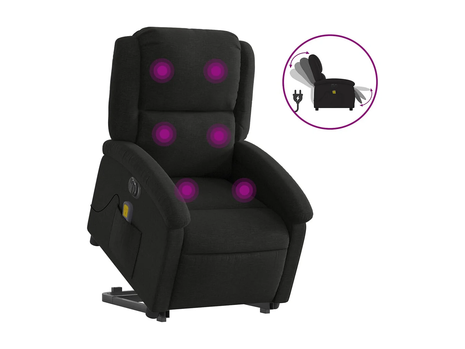 Sillón de salón | Silla | Sillón de masaje eléctrico reclinable elevable tela negro SHL2608