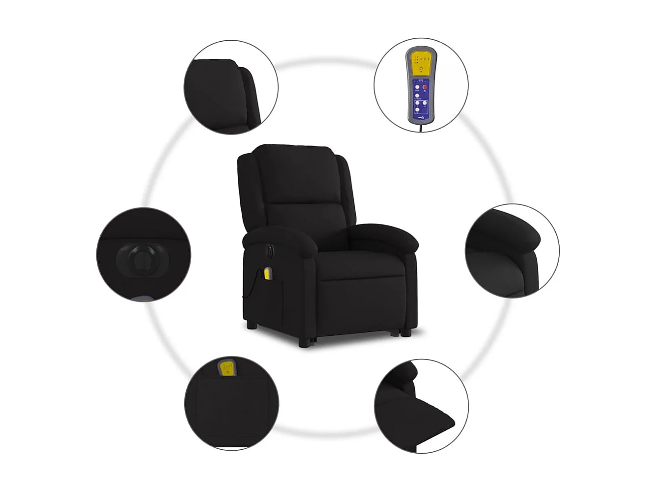Sillón de salón | Silla | Sillón de masaje eléctrico reclinable elevable tela negro SHL2608