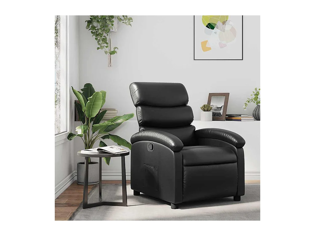 Sillón de relax | Sillón reclinable de cuero sintético negro SHL2182