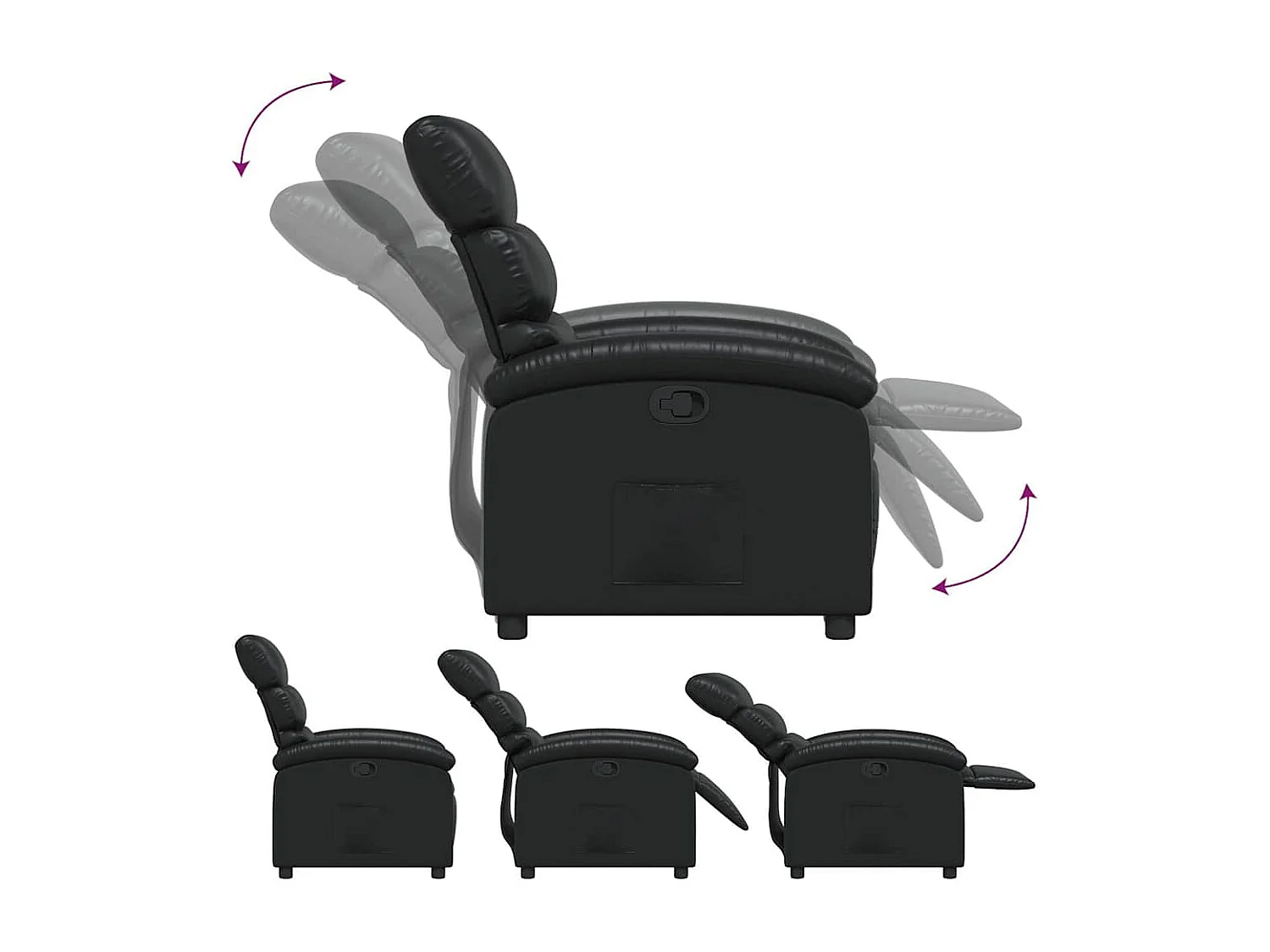 Sillón de relax | Sillón reclinable de cuero sintético negro SHL2182