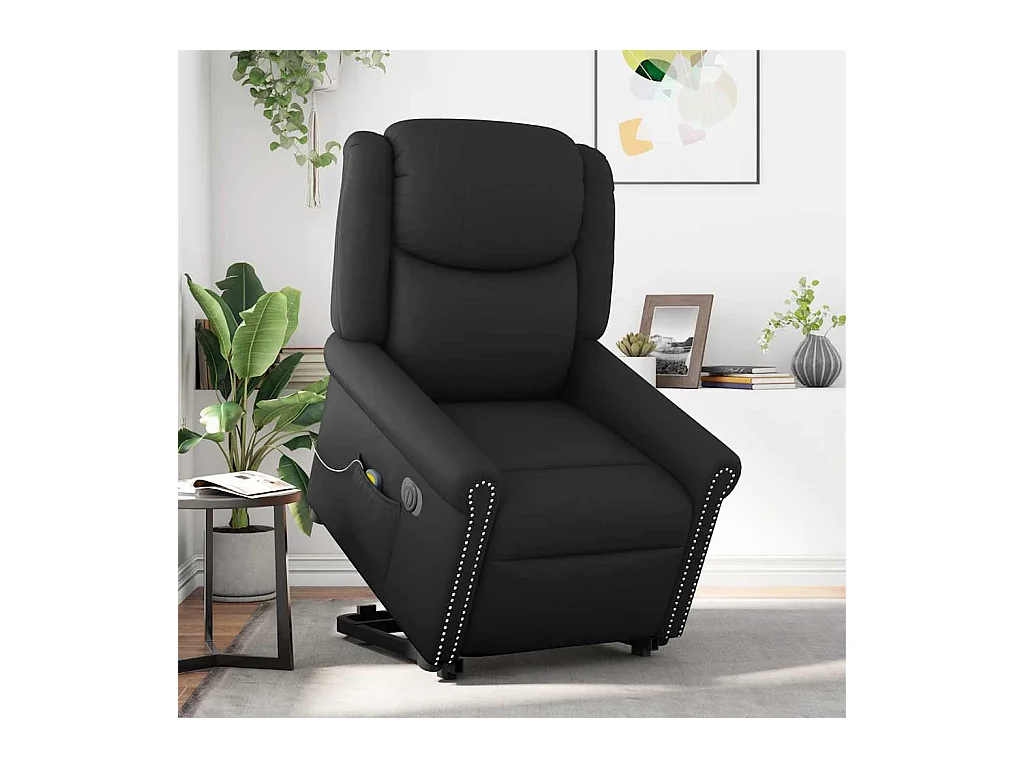Fauteuil inclinable électrique-Chaise de relax-Fauteuil de Massage noir brillant similicuir SHL3474