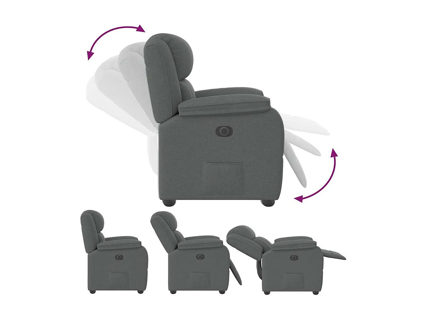 Poltrona Reclinável | Poltrona Confortável Relax tecido cinzento-escuro SHL95618