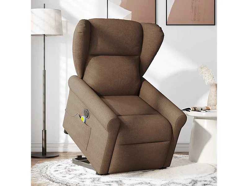 Fauteuil inclinable électrique-Chaise de relax-Fauteuil de Massage Marron Tissu SHL4308