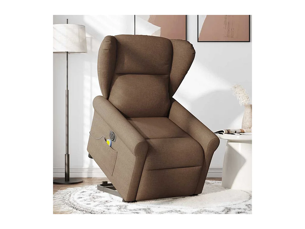 Fauteuil inclinable électrique-Chaise de relax-Fauteuil de Massage Marron Tissu SHL4308