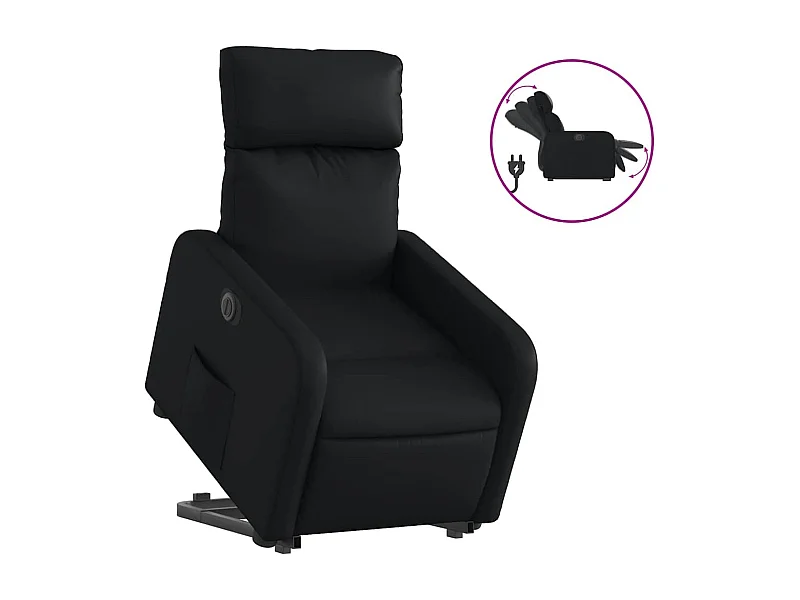 Sillón de relax | Sillón reclinable y elevable eléctrico cuero sintético negro SHL3453