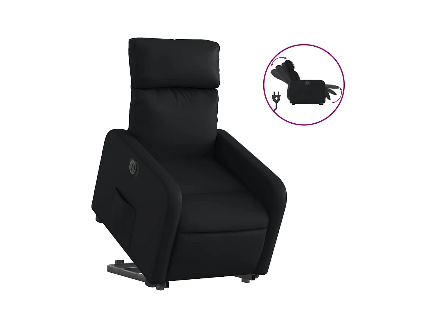 Sillón de relax | Sillón reclinable y elevable eléctrico cuero sintético negro SHL3453