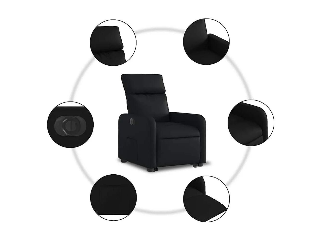 Sillón de relax | Sillón reclinable y elevable eléctrico cuero sintético negro SHL3453