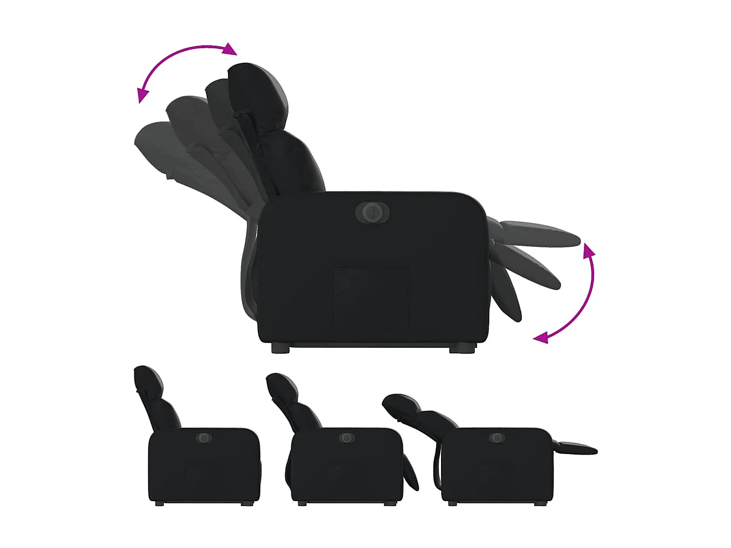 Fauteuil inclinable électrique-Chaise de relax-Fauteuil salon noir similicuir SHL2391