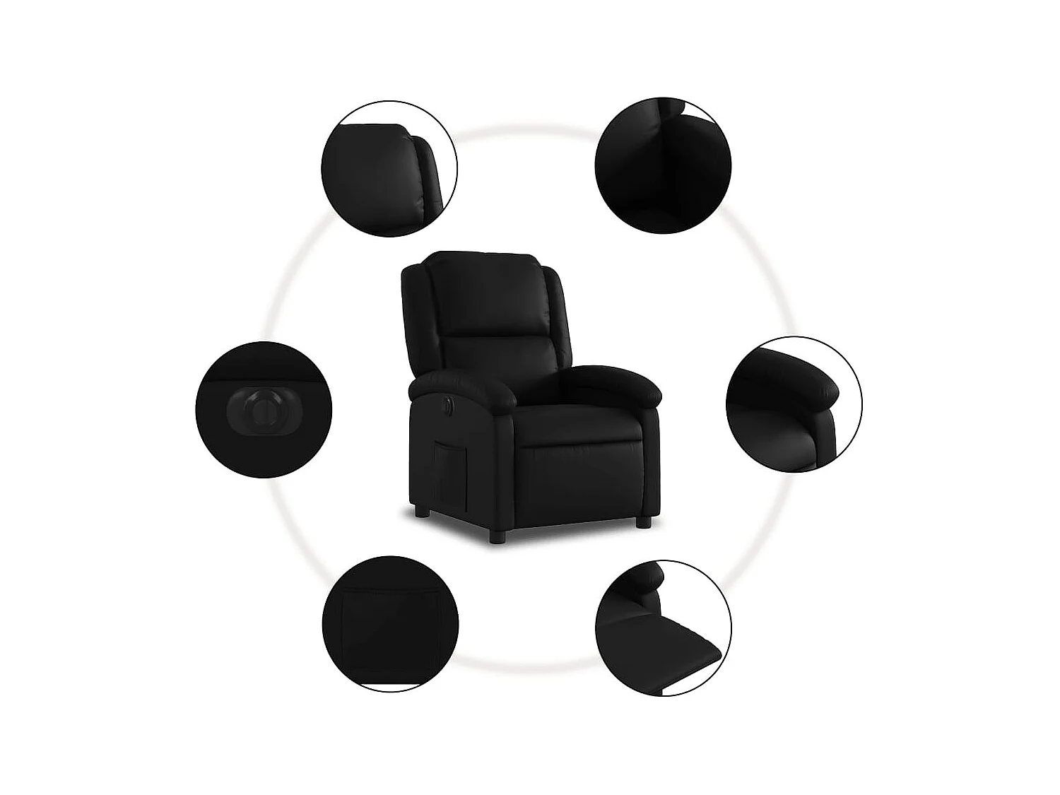 Sillón de relax | Silla | Sillón reclinable eléctrico de cuero sintético negro SHL8879