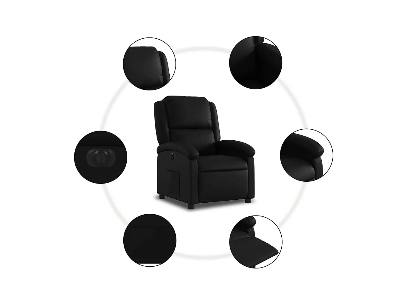 Sillón de relax | Silla | Sillón reclinable eléctrico de cuero sintético negro SHL8879