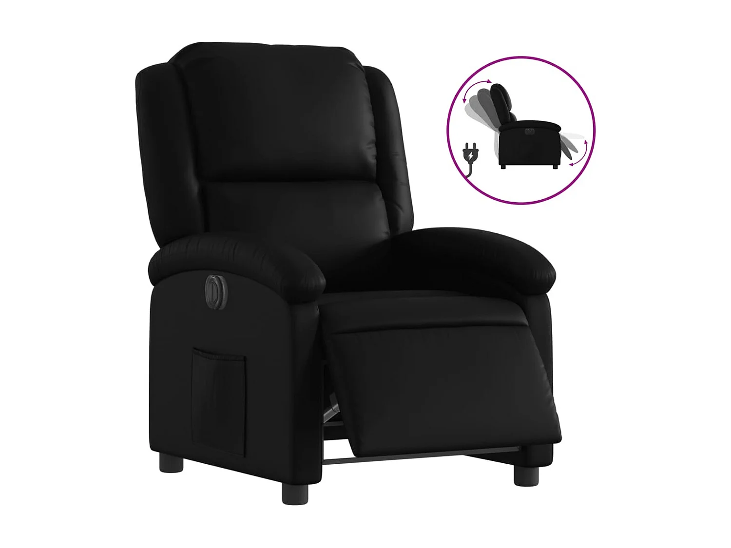 Sillón de relax | Silla | Sillón reclinable eléctrico de cuero sintético negro SHL8879