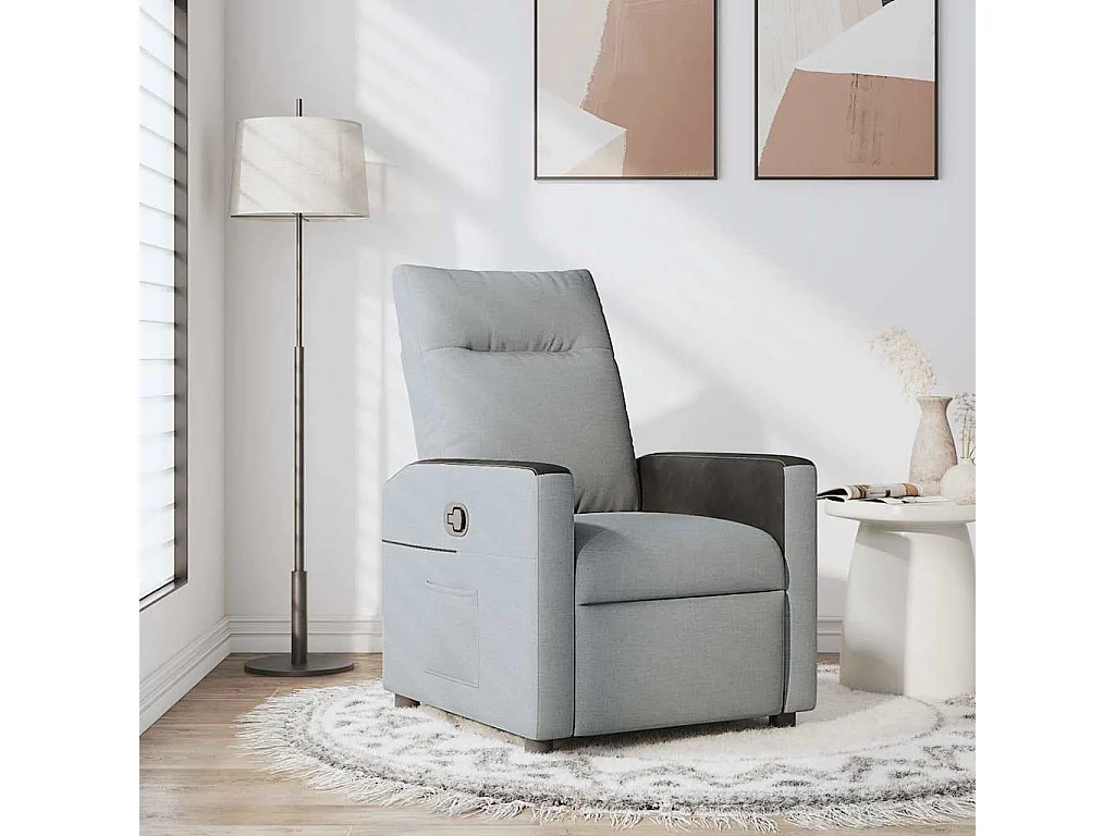 Fauteuil inclinable-Chaise de relax-Fauteuil TV Gris clair Tissu SHL3179