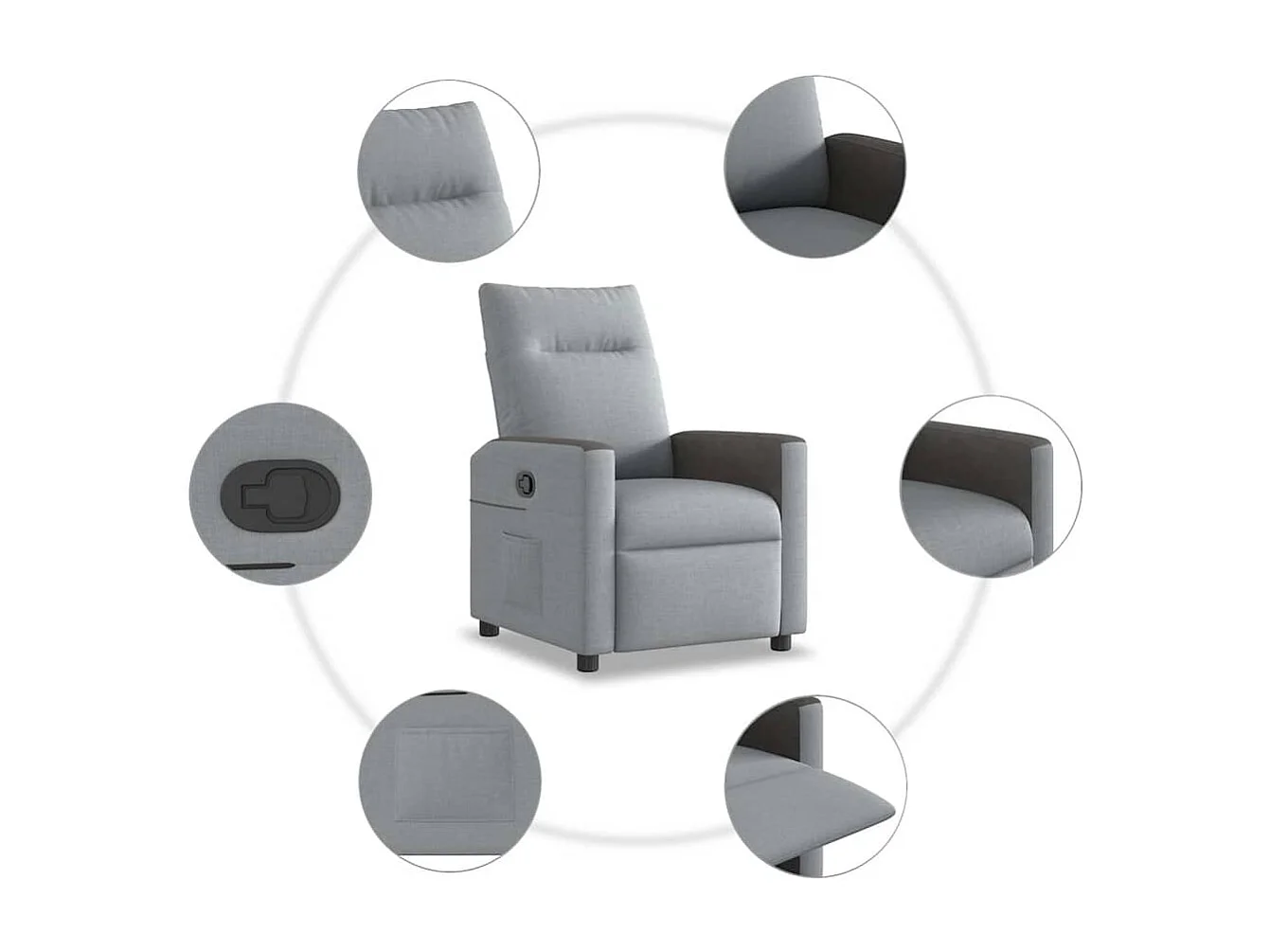 Fauteuil inclinable-Chaise de relax-Fauteuil TV Gris clair Tissu SHL3179