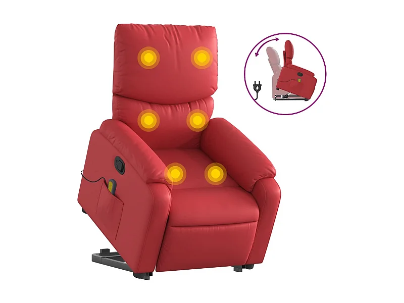Sillón de relax | Sillón reclinable de masaje de pie cuero artificial rojo SHL3515