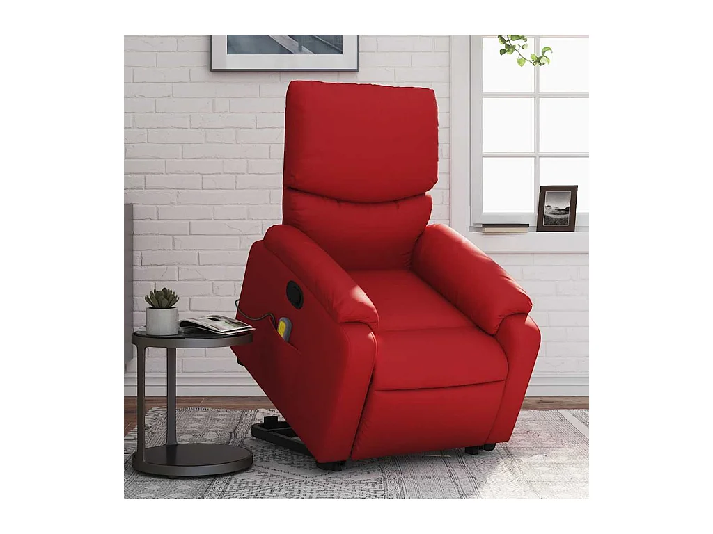 Sillón de relax | Sillón reclinable de masaje de pie cuero artificial rojo SHL3515