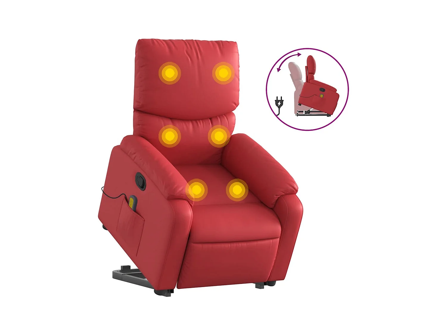 Fauteuil inclinable-Chaise de relax-Fauteuil de Massage Rouge Similicuir SHL3637